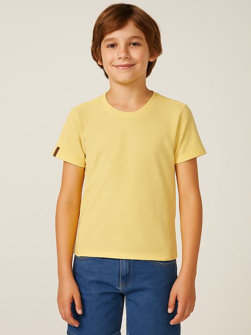 Camiseta Manga Curta Juvenil Para Menino - AMARELO