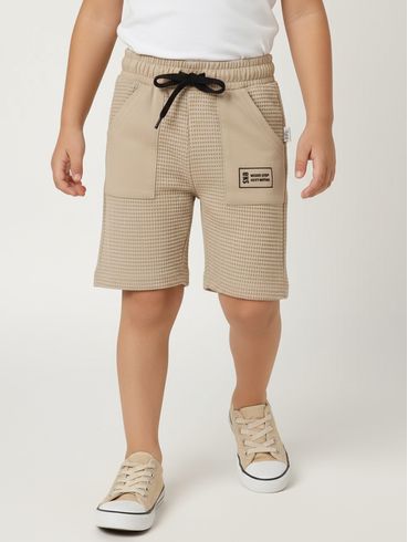 Bermuda Malha Infantil Para Menino - BEGE