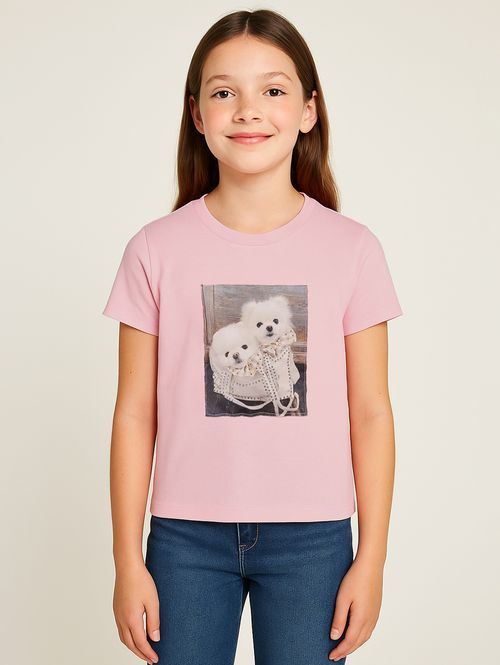 Blusa Manga Curta Juvenil Para Menina - ROSA CLARO