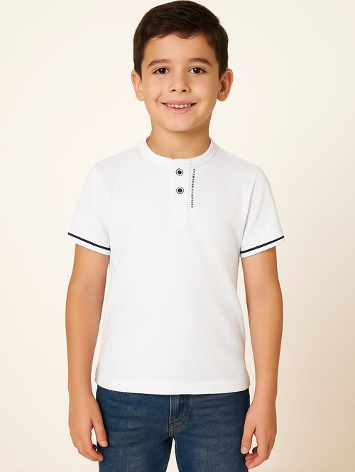 Camiseta Manga Curta Infantil Para Menino - BRANCO
