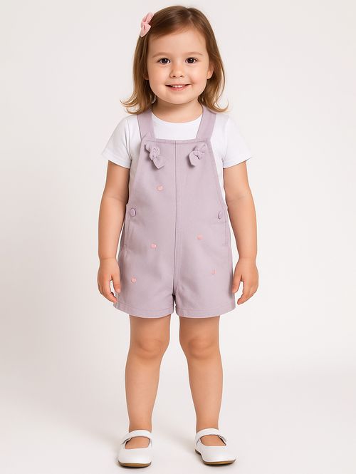 Jardineira Sarja Infantil Para Menina - LILAS