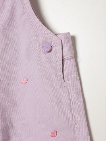 Jardineira Sarja Infantil Para Menina - LILAS