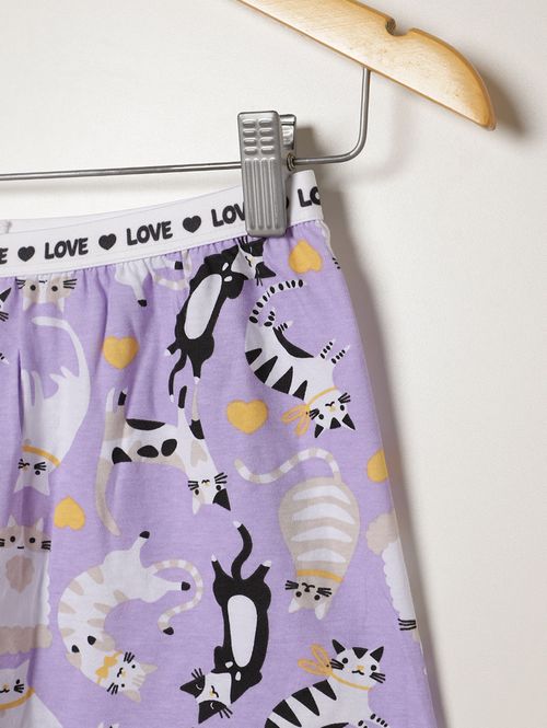 Pijama Curto Juvenil Para Menina - MESCLA/LILAS