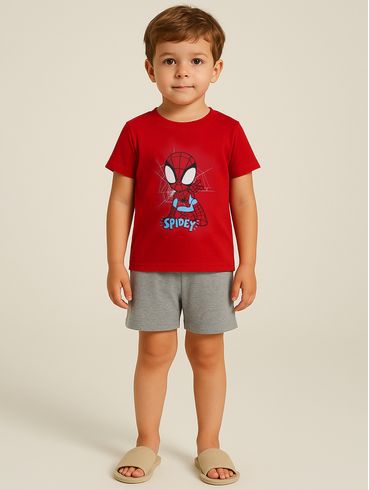 Pijama Curto Spidey Man Infantil Para Menino - VERMELHO