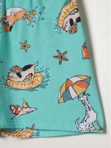 Pijama Curto Estampado Infantil Para Menino - MESCLA/VERDE