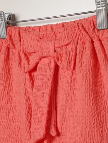 Short Malha Clochard Laço Infantil Para Menina - CORAL