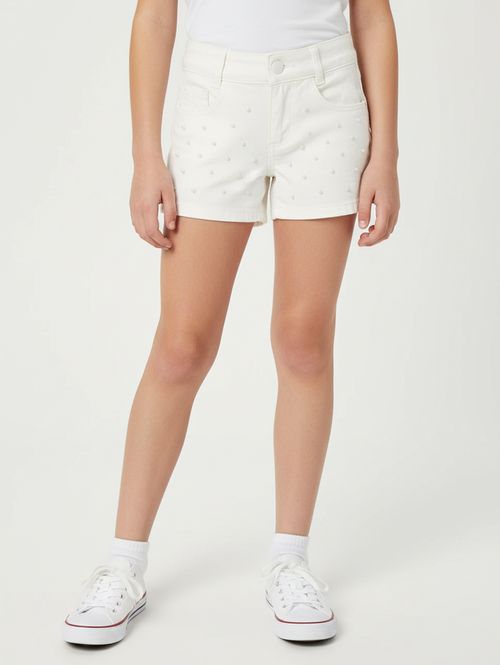 Short Sarja Infantil Para Menina - OFF WHITE