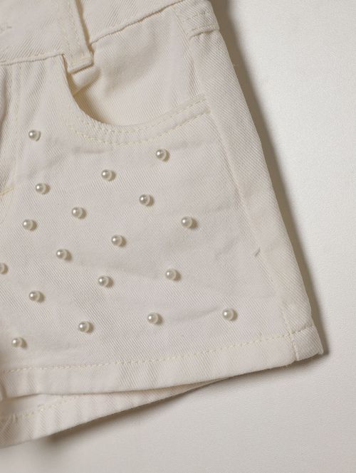 Short Sarja Infantil Para Menina - OFF WHITE