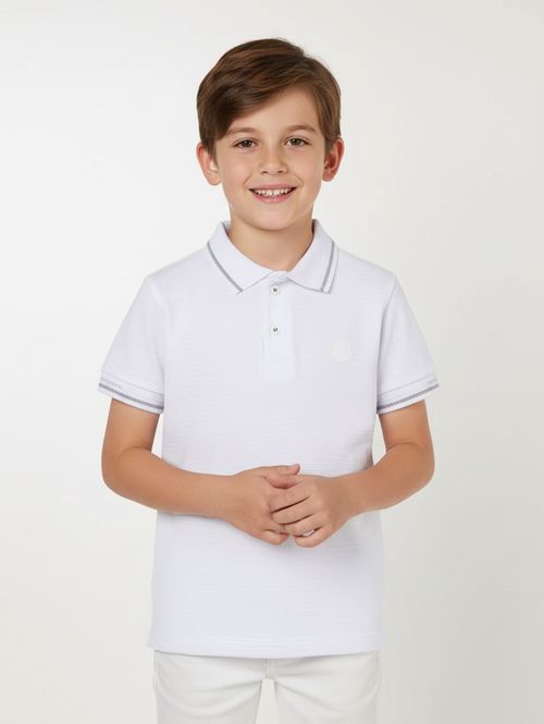 Polo Manga Curta Infantil Para Menino  - BRANCO
