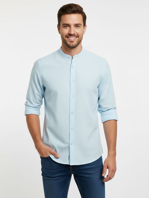 Camisa Slim Gola Padre Eletrón Masculina AZUL CLARO