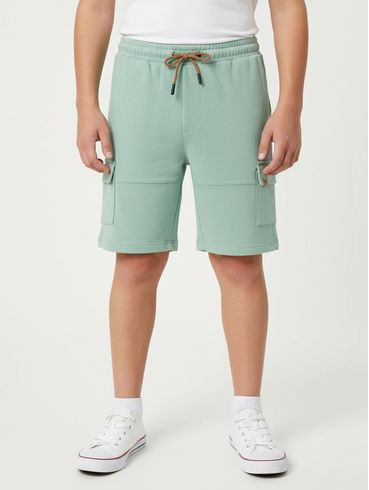 Bermuda Linho Cargo Juvenil Para Menino - VERDE