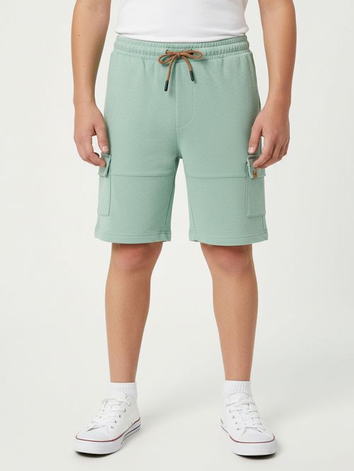 Bermuda Linho Cargo Juvenil Para Menino - VERDE
