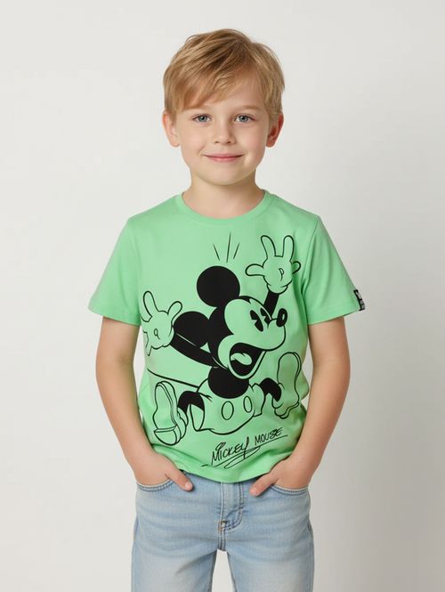 Camiseta Mickey Mouse Infantil Para Menino - VERDE