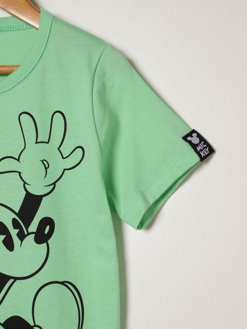 Camiseta Mickey Mouse Infantil Para Menino - VERDE