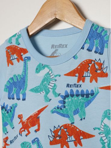 Conjunto Curto Dino Infantil Para Bebê - AZUL