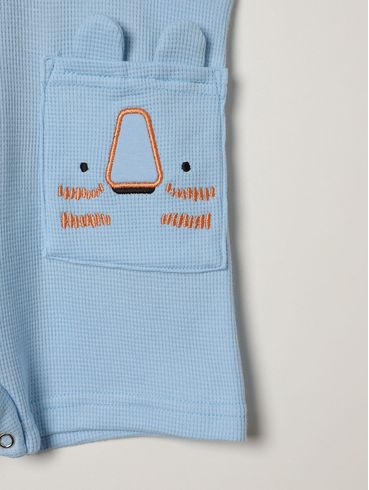 Jardineira Malha Waffle Infantil Para Menino - AZUL