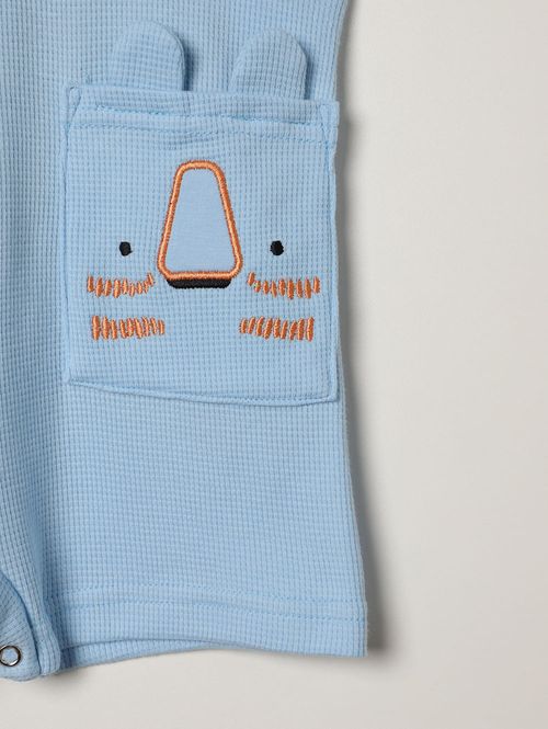 Jardineira Malha Waffle Infantil Para Menino - AZUL