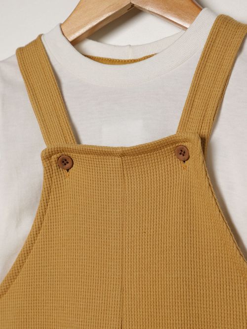 Jardineira Malha Waffle Infantil Para Menino - AMARELO