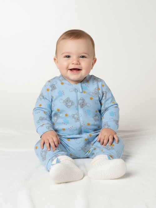 Macacão Suedine Infantil Para Bebê - AZUL
