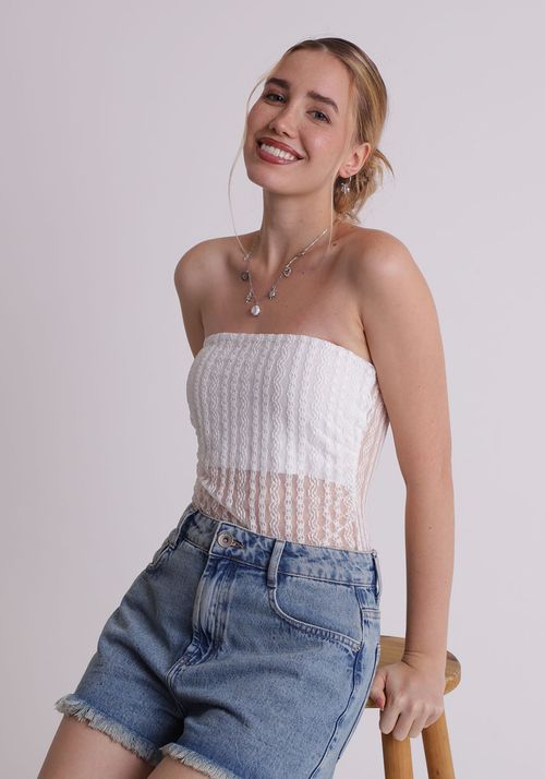 Body de rende sem alça