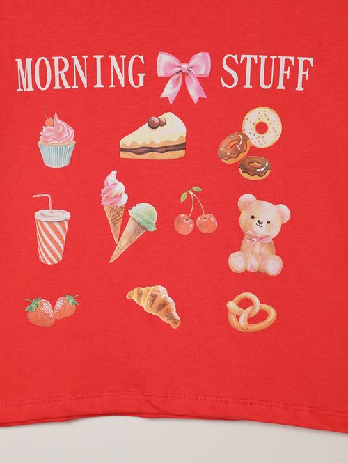 Blusa Manga Curta Juvenil Para Menina - VERMELHO