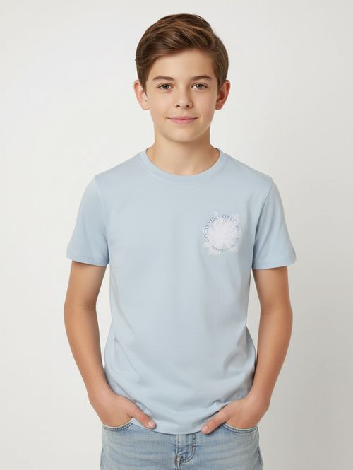 Camiseta Manga Curta Juvenil Para Menino - AZUL