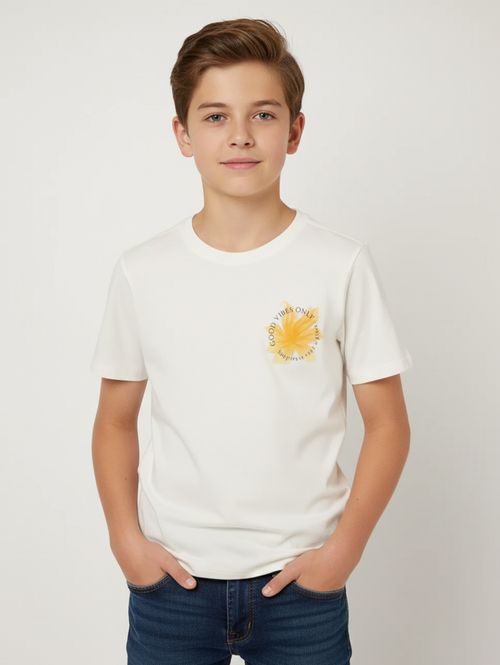 Camiseta Manga Curta Juvenil Para Menino - OFF WHITE