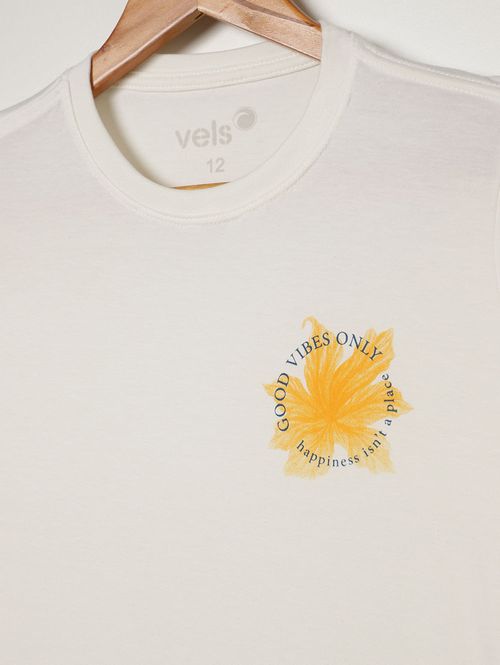 Camiseta Manga Curta Juvenil Para Menino - OFF WHITE