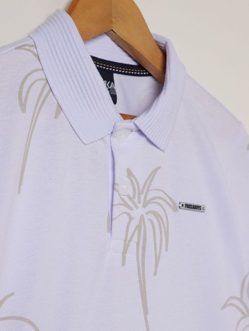 Polo Estampada Manga Curta Infantil Para Menino- BRANCO