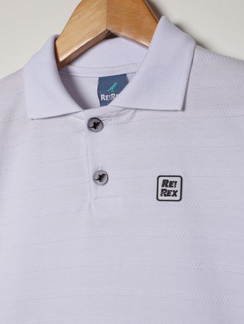 Polo Malha Manga Curta Infantil Para Menino - BRANCO