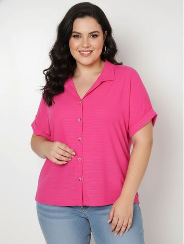 Camisa Manga Curta Autentique Plus Size Feminina Rosa Pink