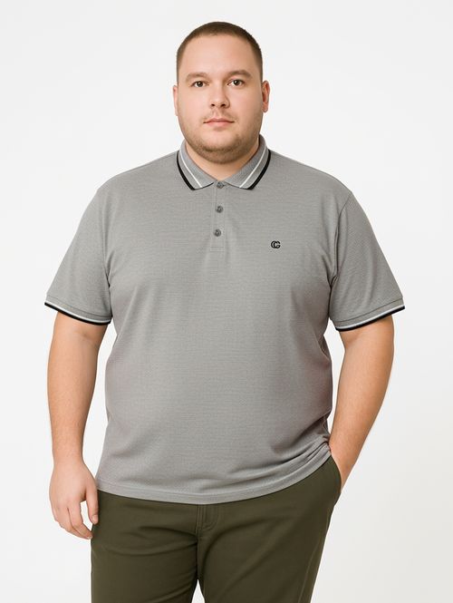 Polo Manga Curta Plus Size Masculina CINZA