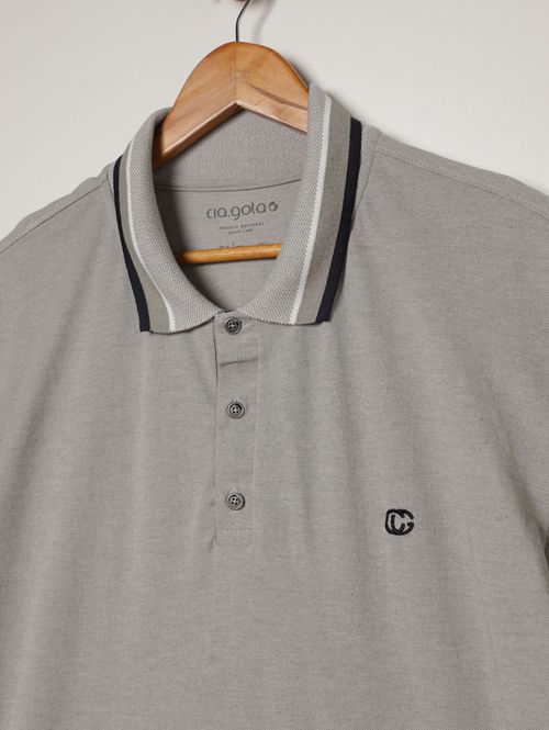 Polo Manga Curta Plus Size Masculina CINZA