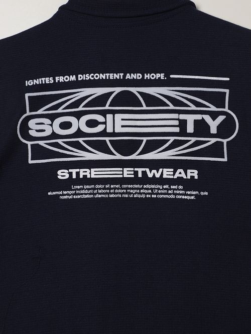 Camisa Malha Waffle Juvenil Para Menino - MARINHO