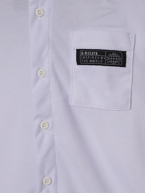 Camisa Malha Waffle Juvenil Para Menino - BRANCO
