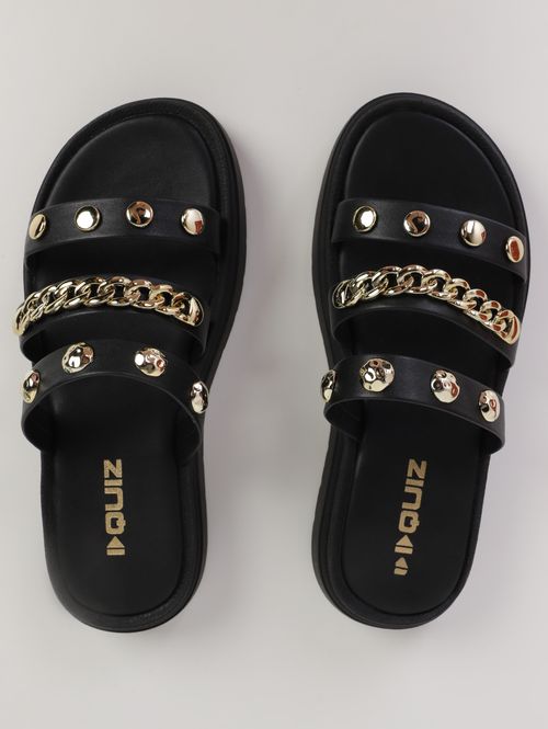 Chinelo Alto Tachas Quiz Feminino PRETO