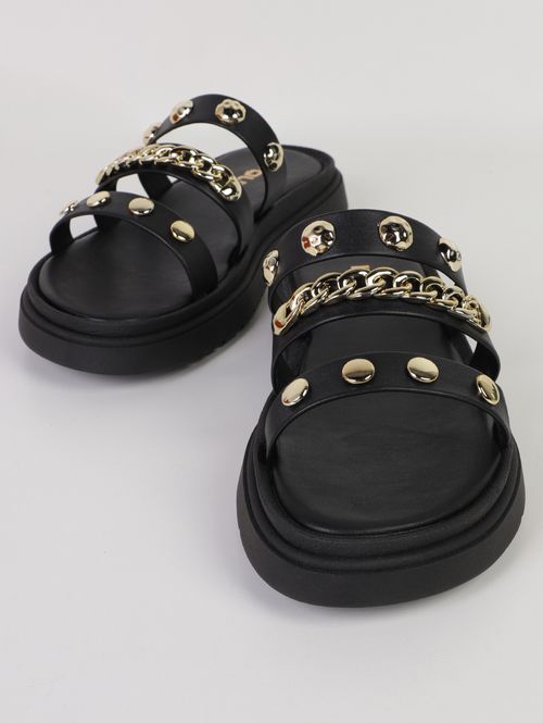 Chinelo Alto Tachas Quiz Feminino PRETO