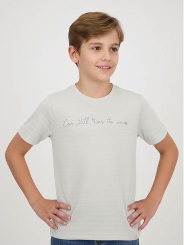 Camiseta Malha Wave Juvenil Para Menino - OFF WHITE