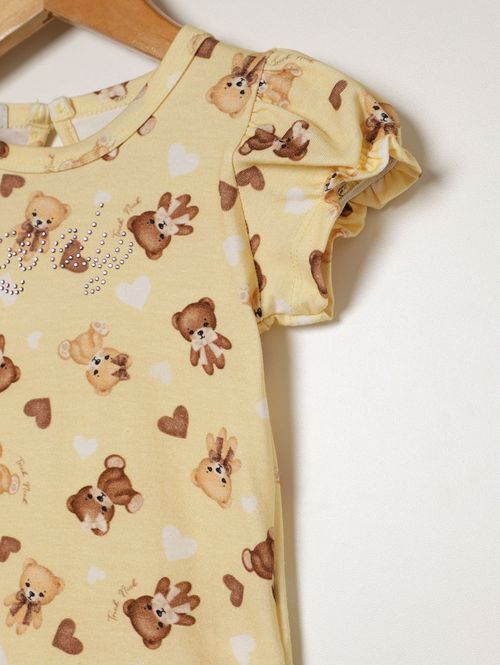 Conjunto Curto Cotton Infantil Para Bebê - AMARELO