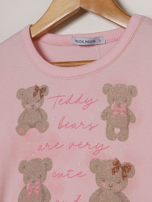 Blusa Manga Curta Infantil Para Menina - ROSA CLARO