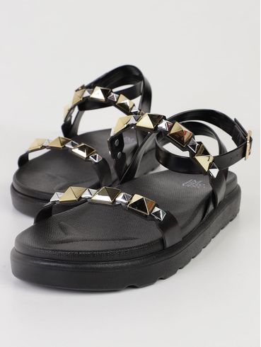 Sandália Papete Com Tachas Feminina PRETO