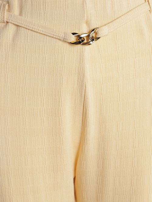 Calça Cropped Detalhe Corrente Feminina AREIA