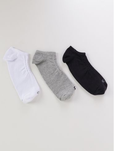 Kit 3 Meias Cano Invisível Masculino BRANCO/MESCLA/PRETO