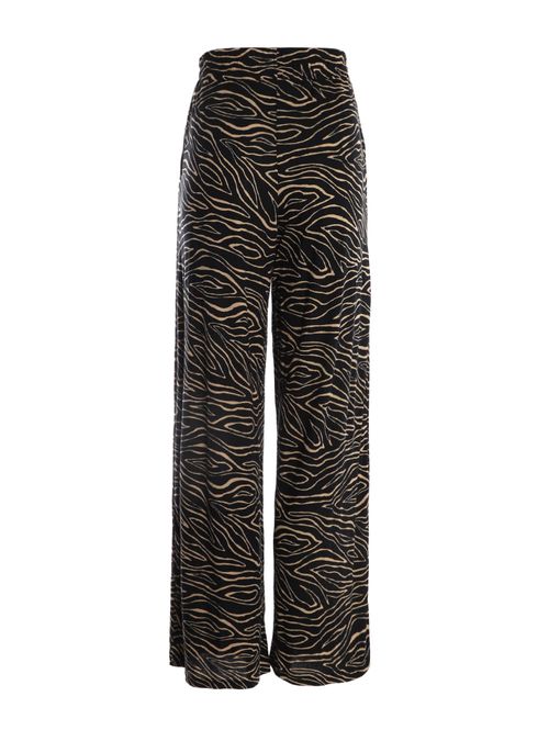 Calça Malha Canelada Wide Leg Autentique Feminina PRETO