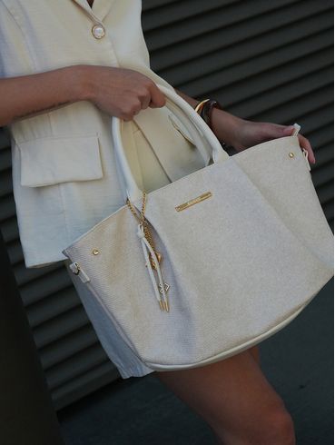 Bolsa Com Bolso Interno Rafitthy Feminina OFF WHITE