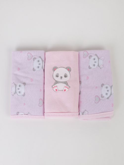 Kit com 03 Babetes Infantil Para Bebê - Rosa
