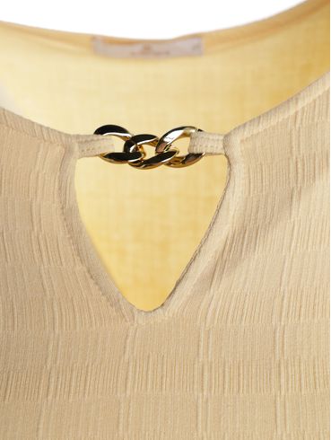 Blusa Malha Detalhe Corrente Autentique Feminina AREIA