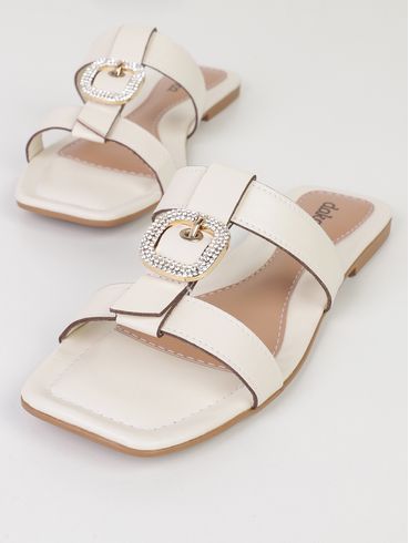 Rasteira Strass Dakota Feminina BRANCO