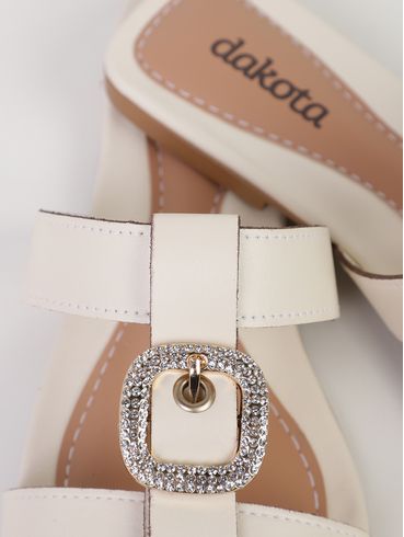 Rasteira Strass Dakota Feminina BRANCO