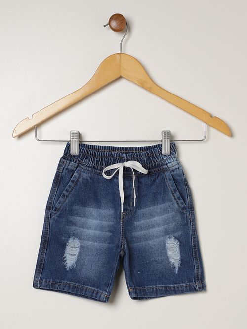 Bermuda Jeans Infantil Para Menino - AZUL